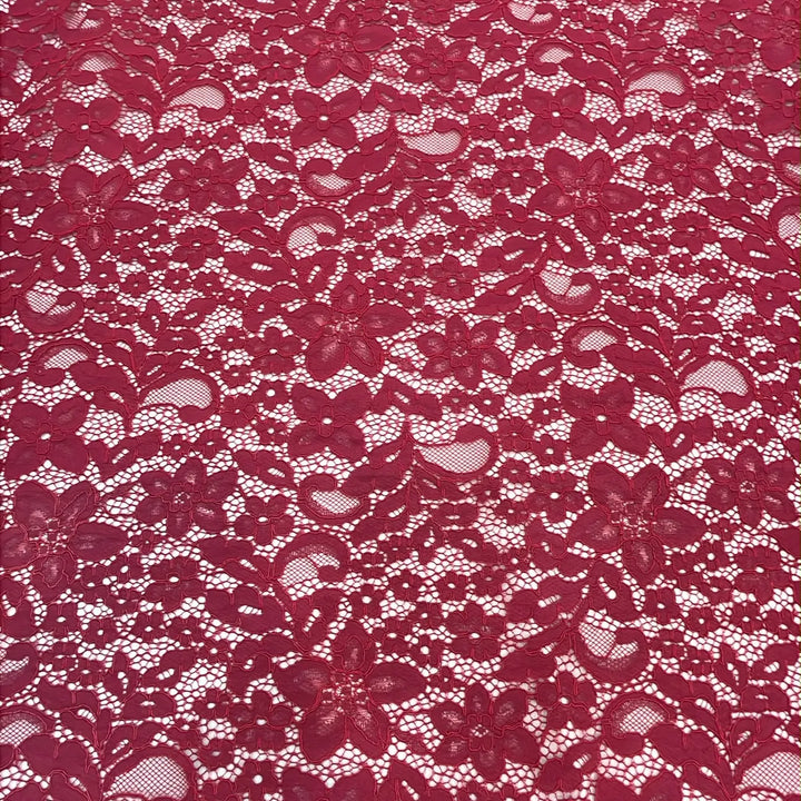 Wine garden floral lace with layered flowers and delicate leaf motifs