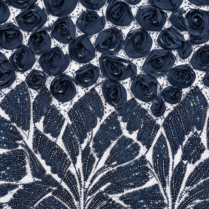 Luxe Roselle 3D Tulle, Navy, detail