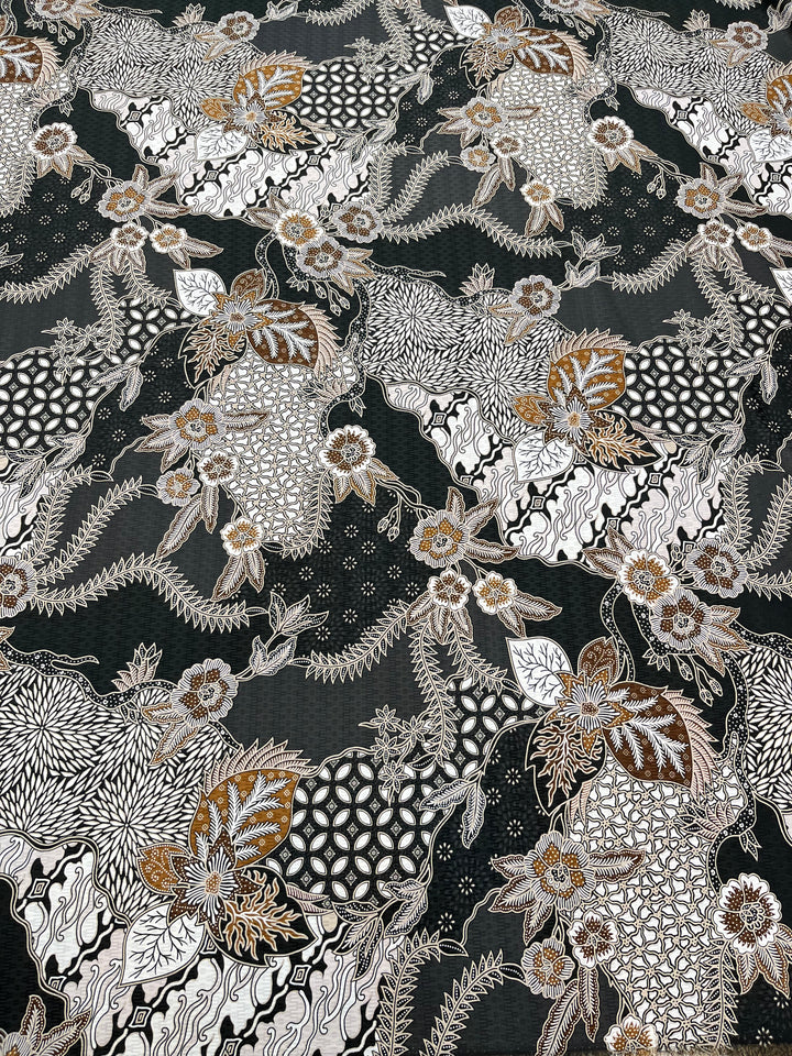 Batik Floral Vine in Black, original fabric photograph