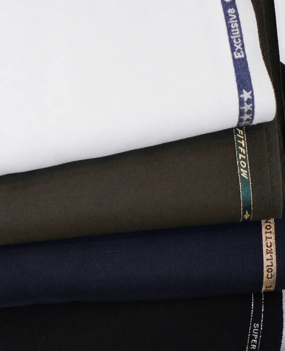Folded suiting fabrics with selvedge edges