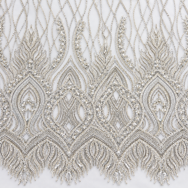 White Ornamental Vine Tulle close-up detail