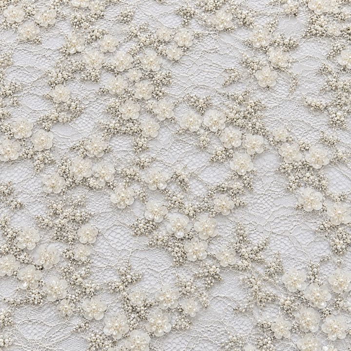 White Allover Floral Tulle close-up detail