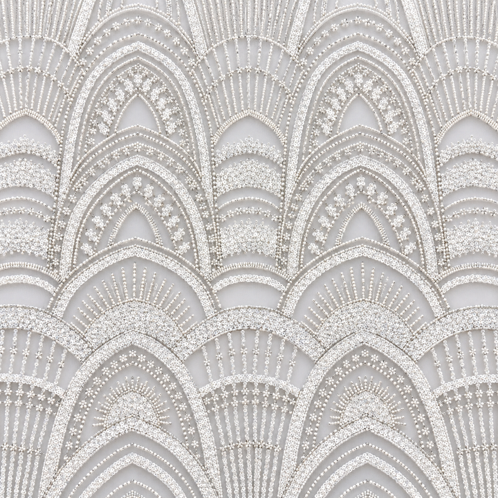 White Scalloped Fan Tulle close-up detail