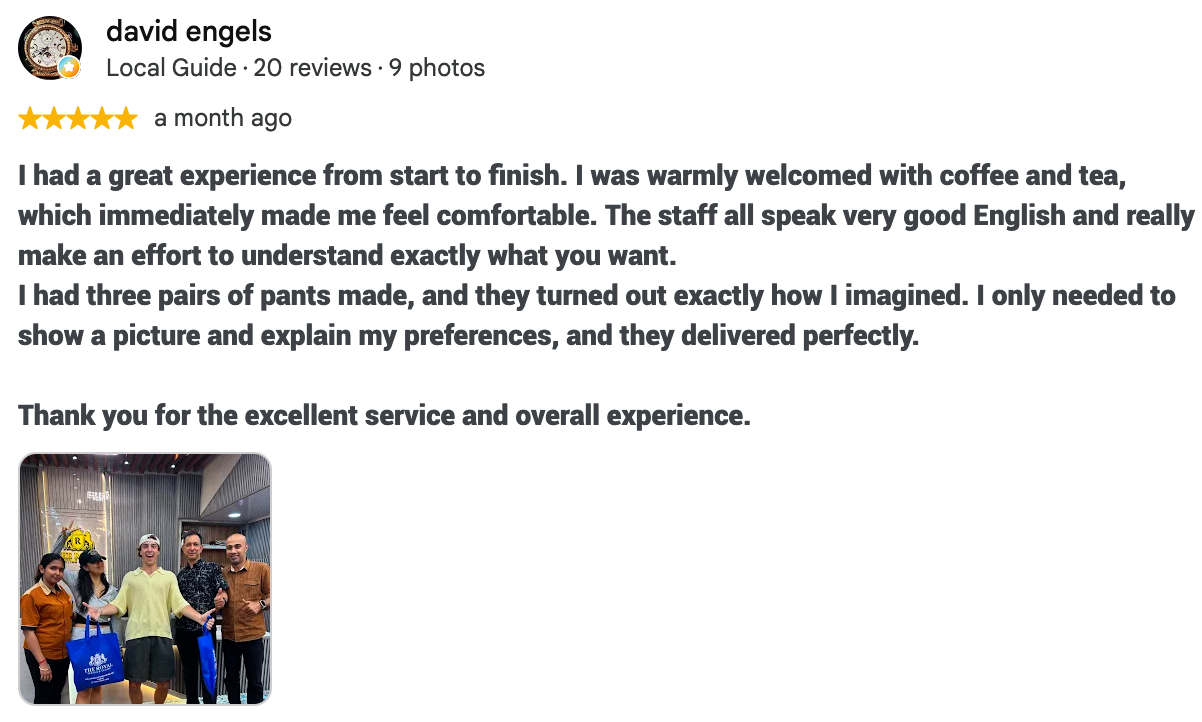Five-star customer review from David Engels